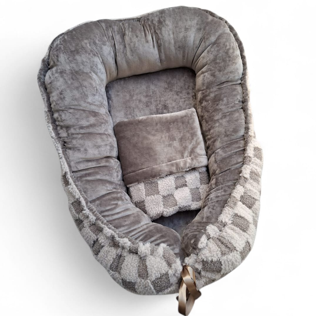 babynestje teddystof taupe